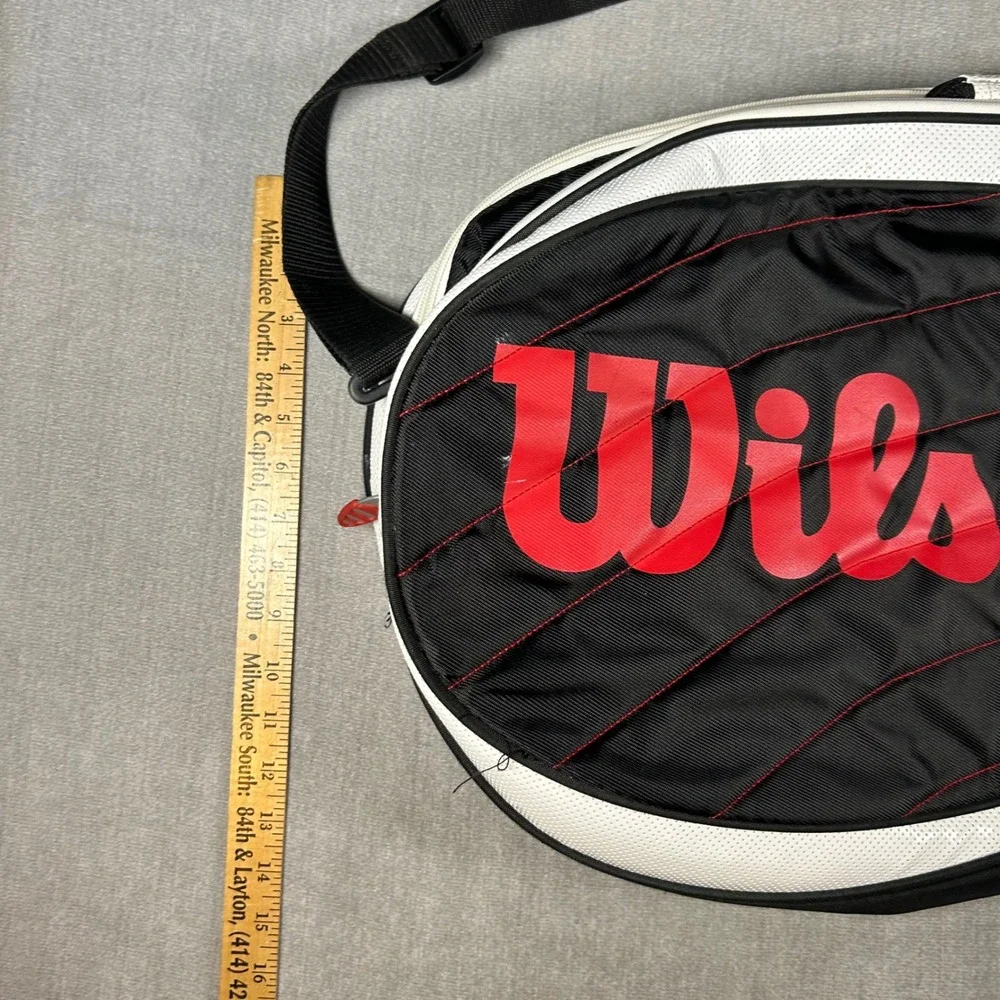 Wilson Tour Tennis Racket Bag Black White Red Padded Strap 3-Pack Carry Case